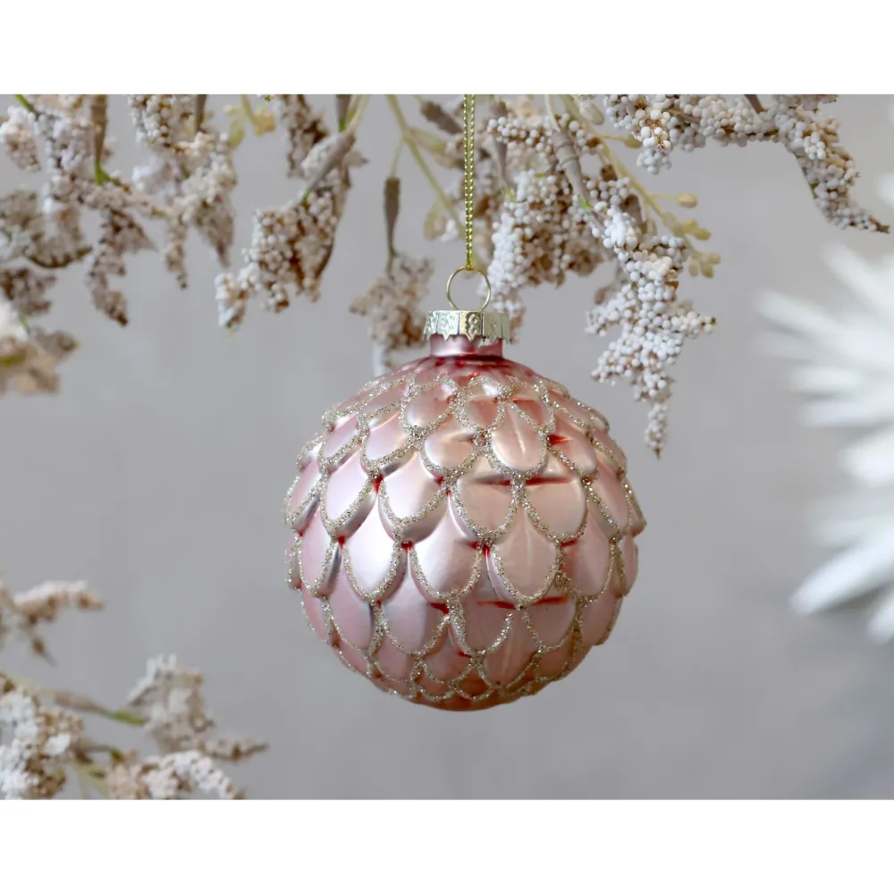 Best Chic Antique Rosa Weihnachtskugel aus Glas