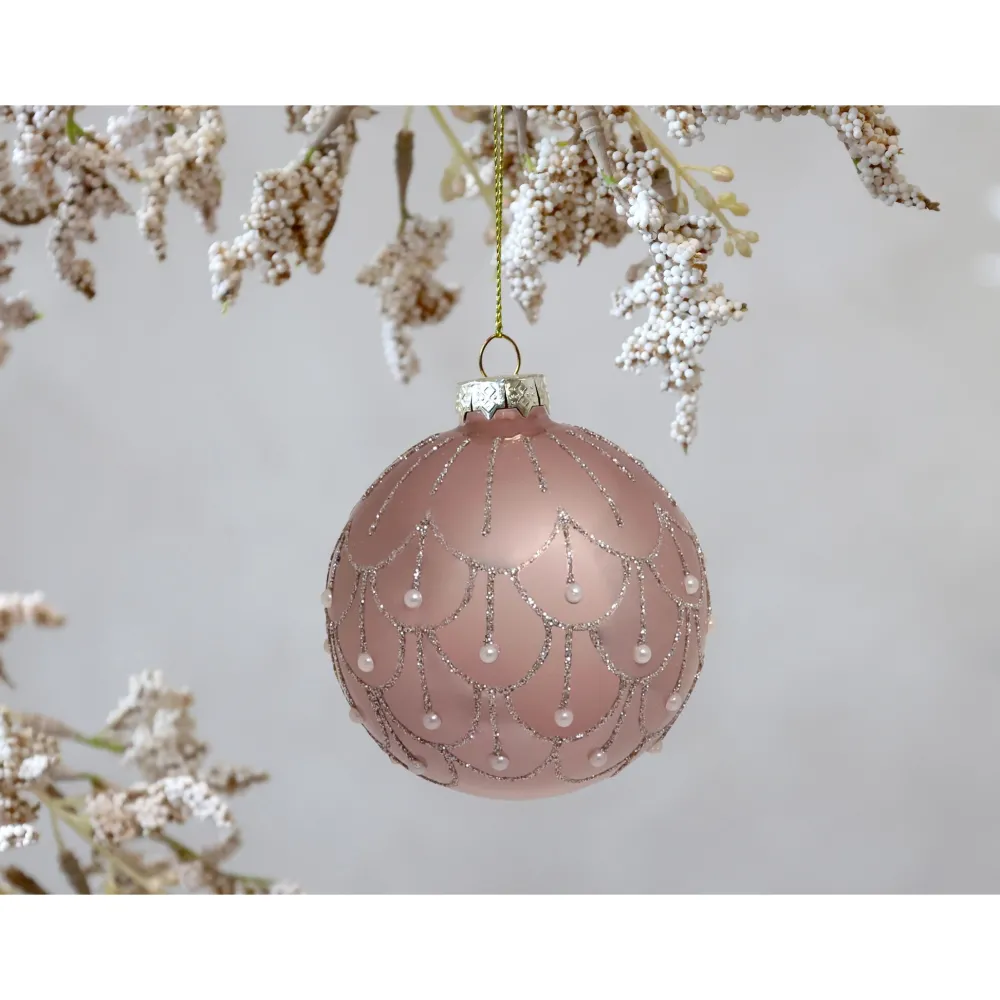 Best Chic Antique Rosa Weihnachtskugel aus Glas
