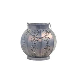 New Chic Antique Runde Laterne mit Muster aus Eisen