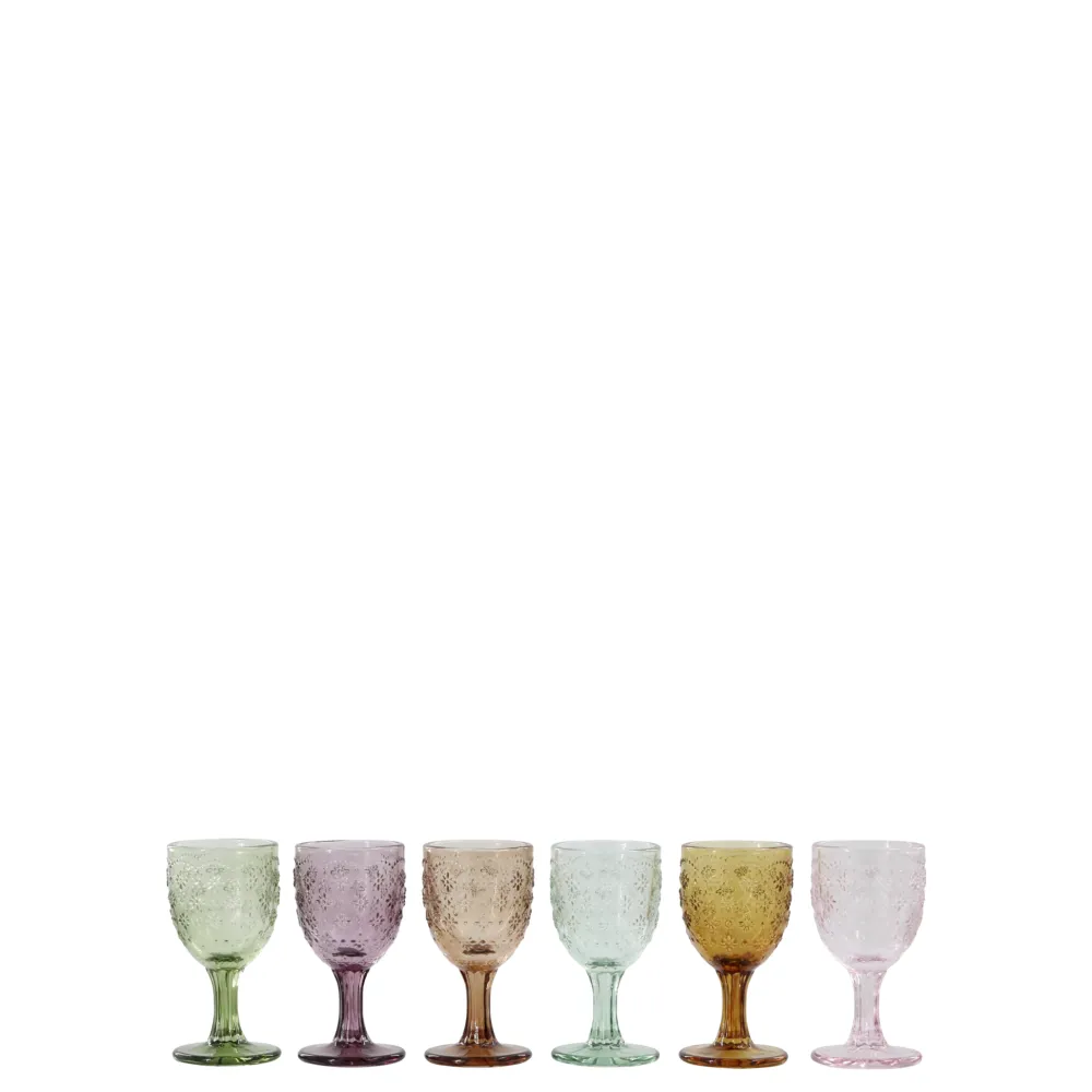 Online Chic Antique Saint-Émilion kleine farbige Likör Gläser mit Fuß 6er