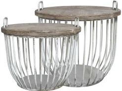 New Chic Antique Shabby Sofatisch mit Holzdeckel 2er Set