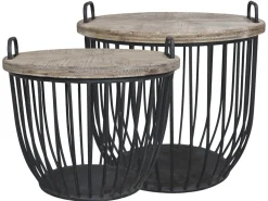New Chic Antique Shabby Sofatisch mit Holzdeckel 2er Set