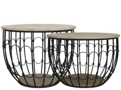 New Chic Antique Sofatisch mit Holzdeckel 2er Set