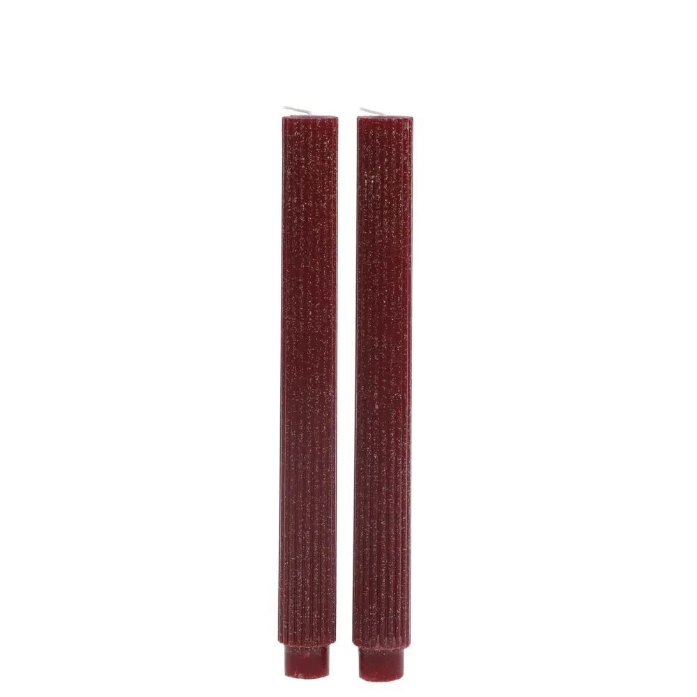 New Chic Antique Stabkerze mit Rillen und Glitzer 2er-Set