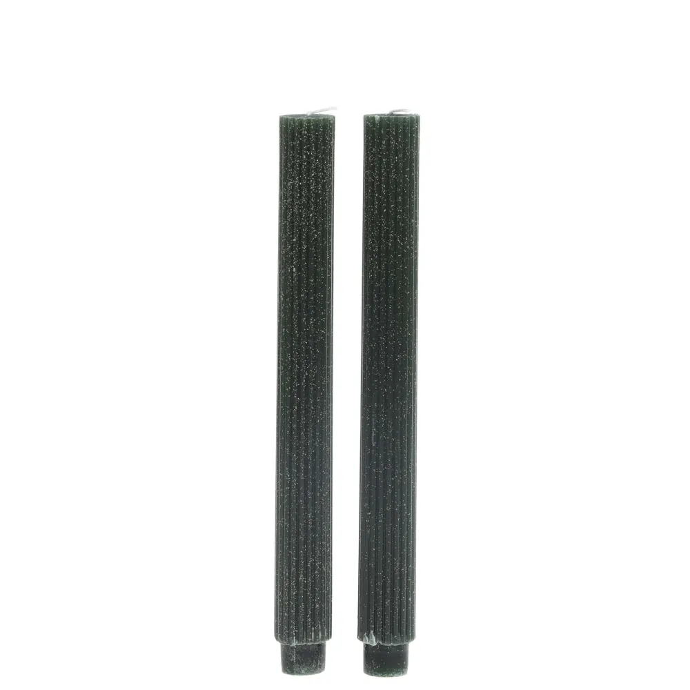 New Chic Antique Stabkerze mit Rillen und Glitzer 2er-Set