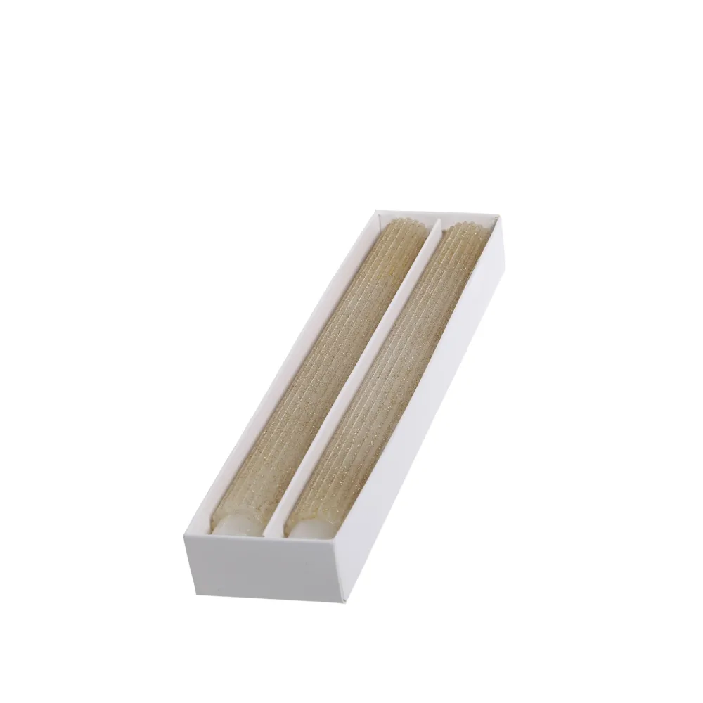 New Chic Antique Stabkerze mit Rillen und Glitzer 2er-Set