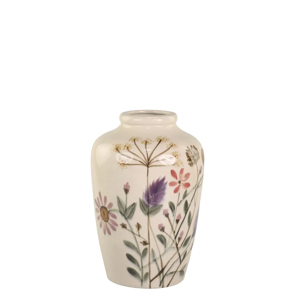 Sale Chic Antique Steingut Vase mit Blumenmotiv
