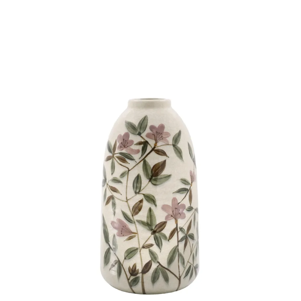 Sale Chic Antique Steingut Vase mit Blumenmotiv 2