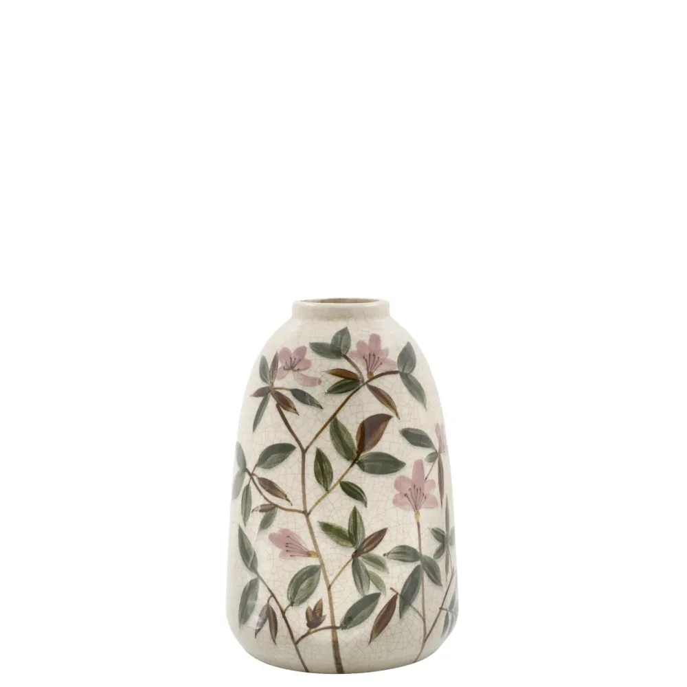 Sale Chic Antique Steingut Vase mit Blumenmotiv 2
