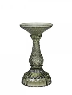Discount Chic Antique Stumpenkerzenständer mit Diamantschnitt olive