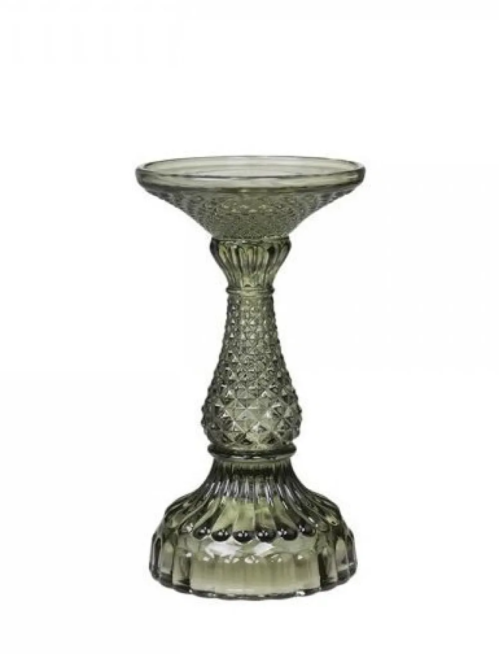 Discount Chic Antique Stumpenkerzenständer mit Diamantschnitt olive