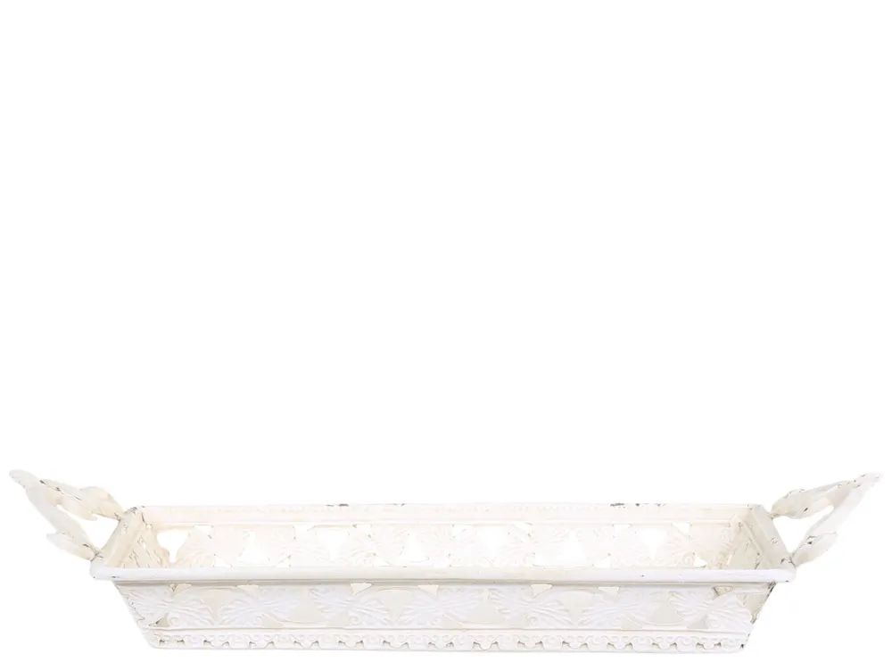 Clearance Chic Antique Tablett mit Griff und Dekor