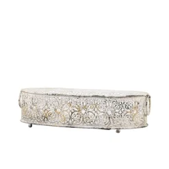 Outlet Chic Antique Tablett Shabby Chic mit Spitzenkante