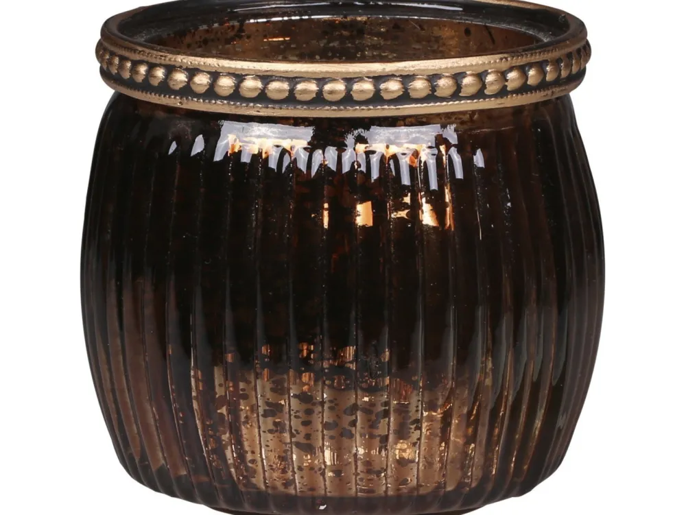 Outlet Chic Antique Teelichtglas mit Perlenrand