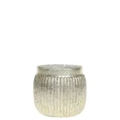 Outlet Chic Antique Teelichthalter mit Rillen in Silber