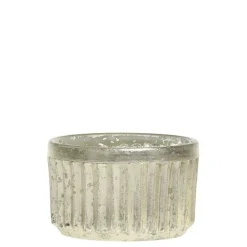 Outlet Chic Antique Teelichthalter mit Rillen in Silber