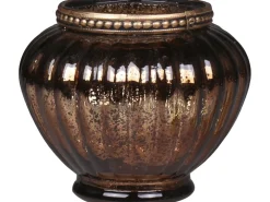 Best Chic Antique Teelichthalter mit Perlenrand glänzend