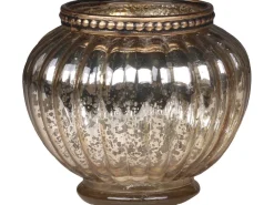 Best Chic Antique Teelichthalter mit Perlenrand glänzend