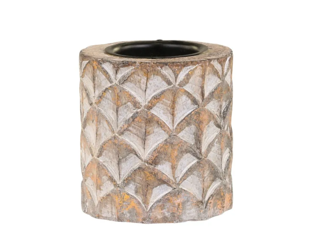 Hot Chic Antique Teelichthalter Mangoholz mit Muster
