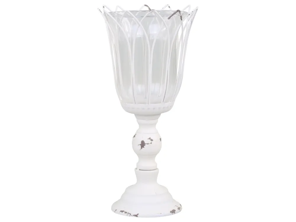 Best Chic Antique Teelichthalter auf Fuß mit Glas