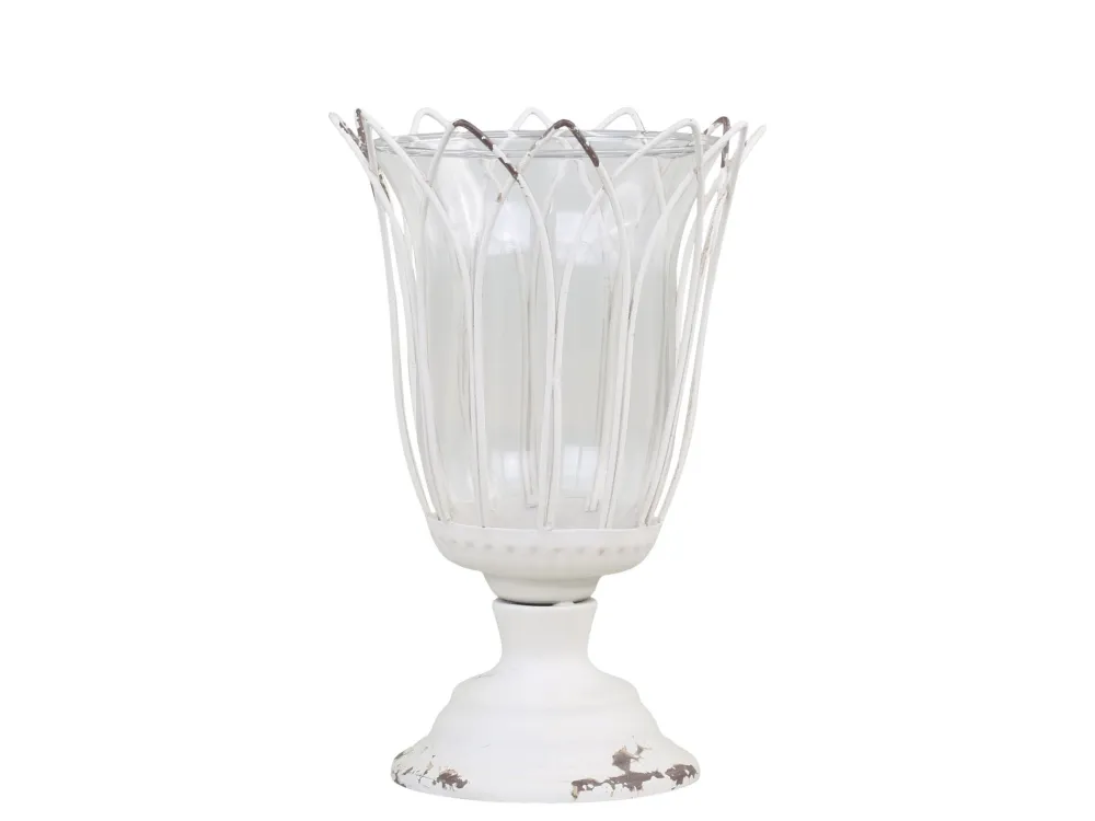Best Chic Antique Teelichthalter auf Fuß mit Glas