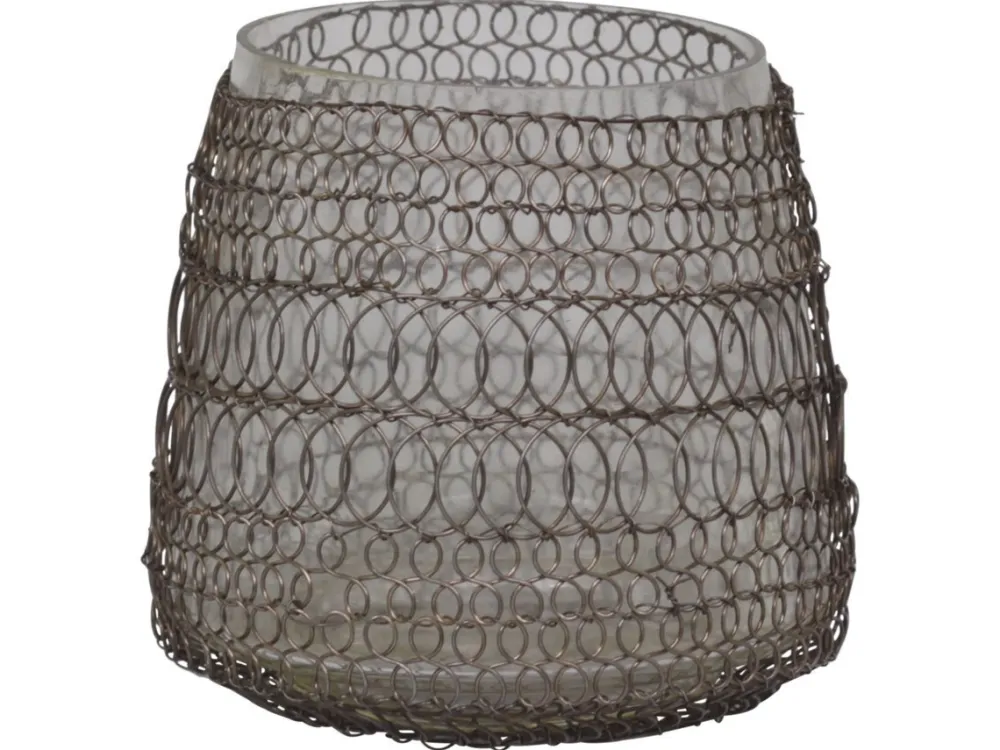 Best Chic Antique Teelichthalter Hurricane mit fil de fer Netz