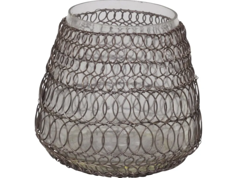 Best Chic Antique Teelichthalter Hurricane mit fil de fer Netz