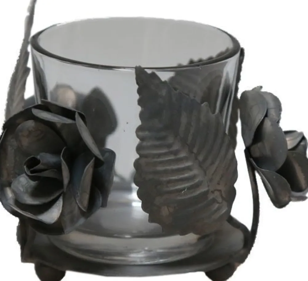 Discount Chic Antique Teelichthalter mit Blumen deko