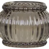 Hot Chic Antique Teelichthalter mit Rillen & Perlenkante mokka