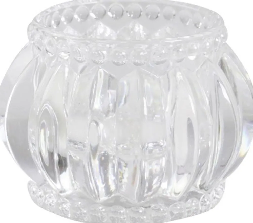 New Chic Antique Teelichthalter mit Nuten und Perlenkante