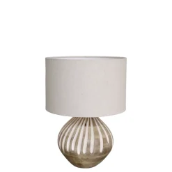 Outlet Chic Antique Tischlampe mit Muster und Leinen Lampenschirm