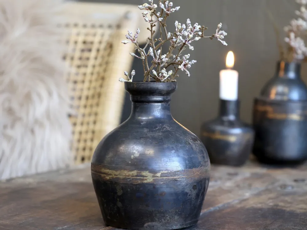 Discount Chic Antique Vase aus Eisen, schwarz