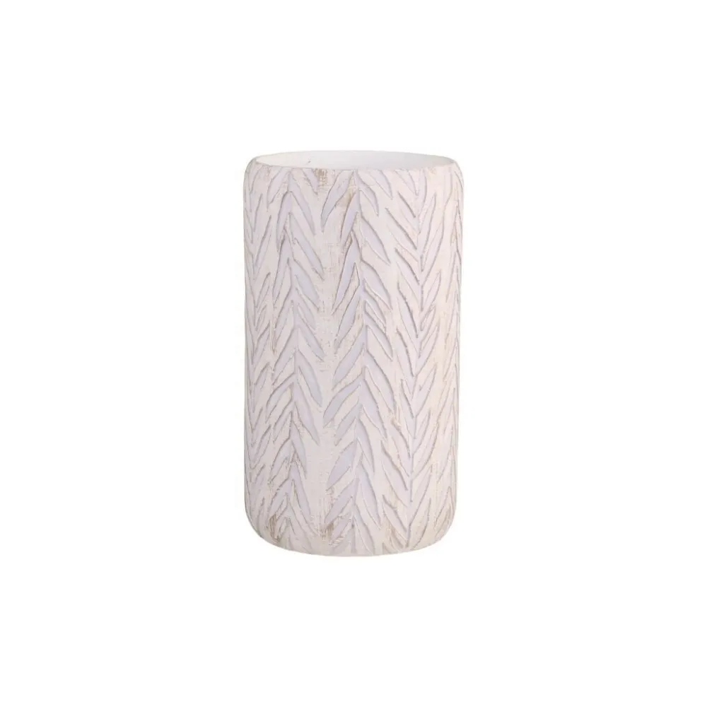 Outlet Chic Antique Vase aus Zement mit Blattmuster