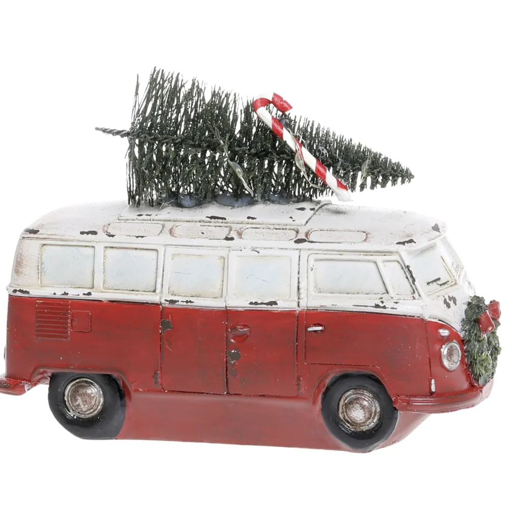 Hot Chic Antique Vintage Bus mit Weihnachtsbaum und LED