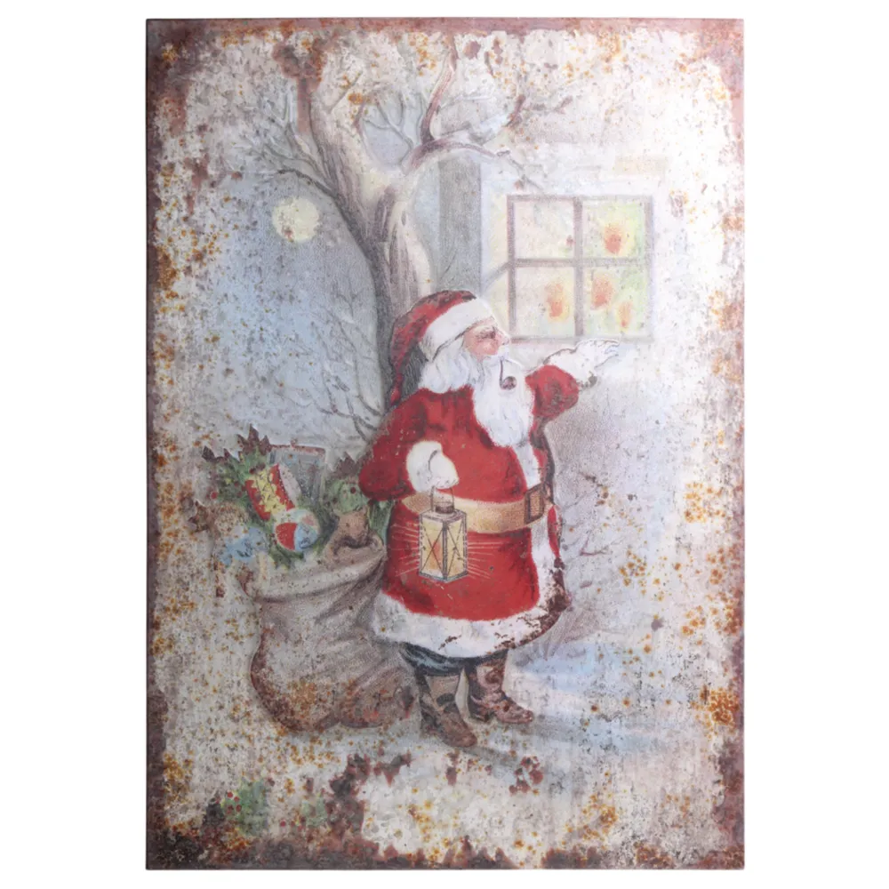 Hot Chic Antique Vintage Schild mit Weihnachtsmann