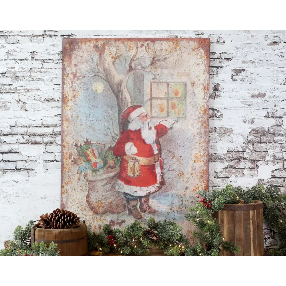 Hot Chic Antique Vintage Schild mit Weihnachtsmann