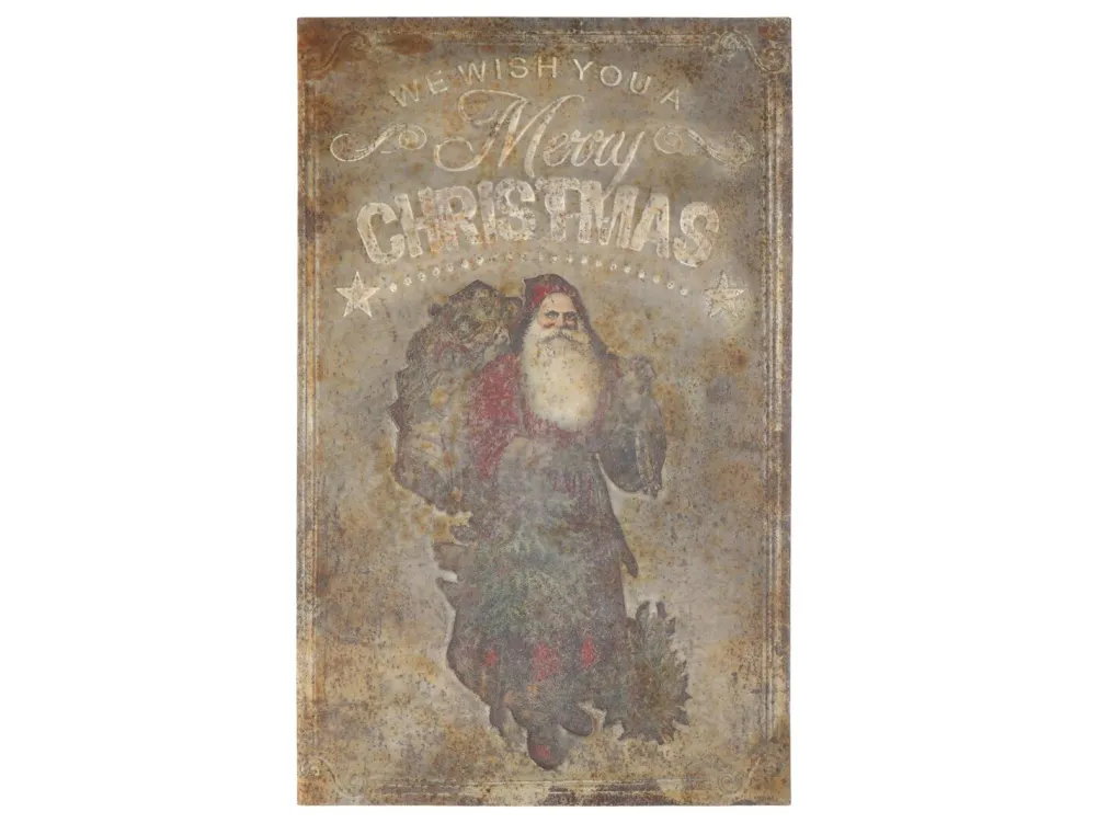 Clearance Chic Antique Vintage Schild mit Weihnachtsmann Shabby