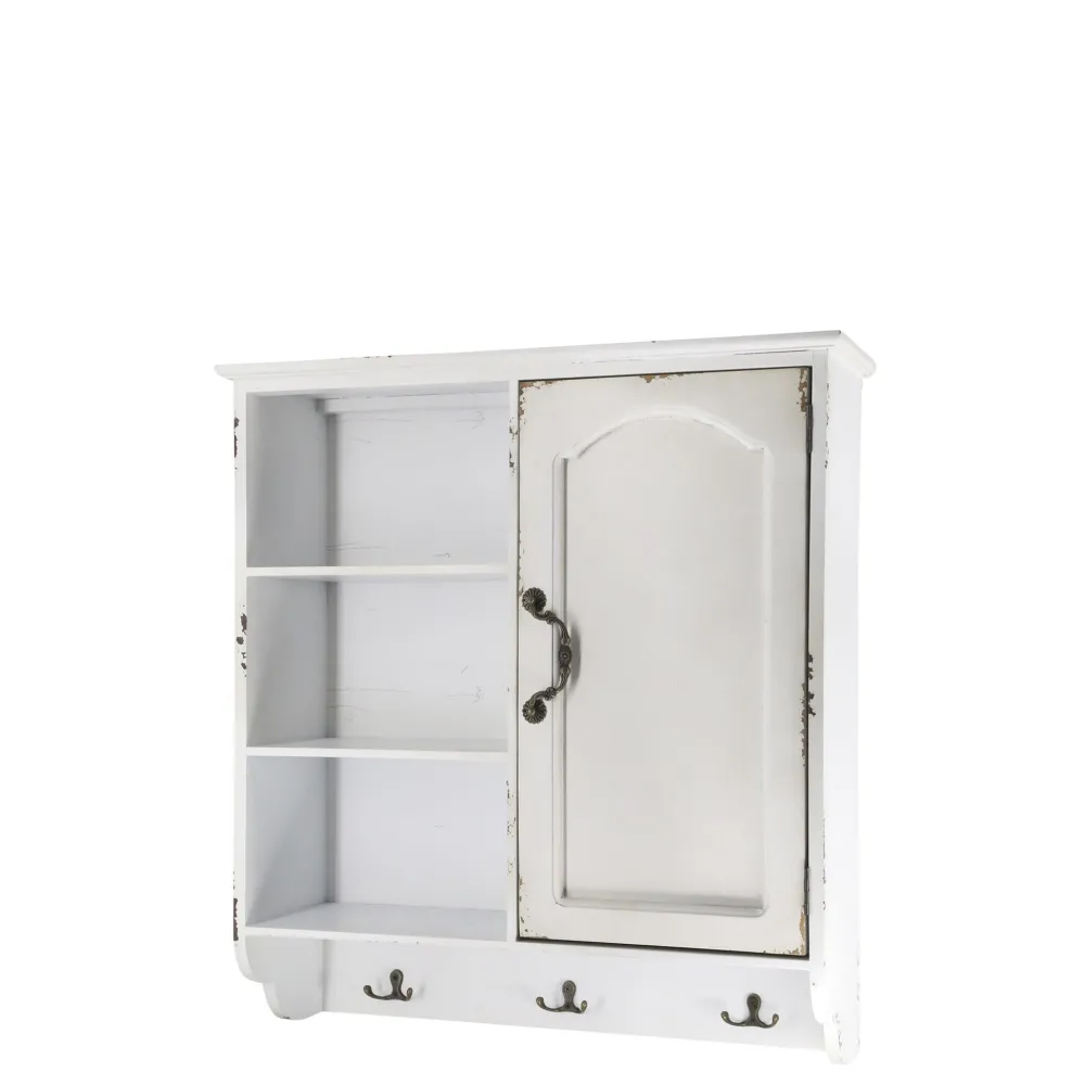 Discount Chic Antique Vintage Schrank für Wand mit 1 Tür und 3 Ablagen
