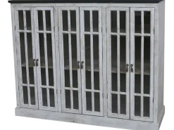 Online Chic Antique Vitrine mit 6 Türen und schwarzem Top