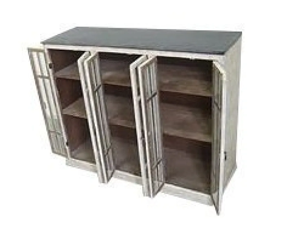Online Chic Antique Vitrine mit 6 Türen und schwarzem Top