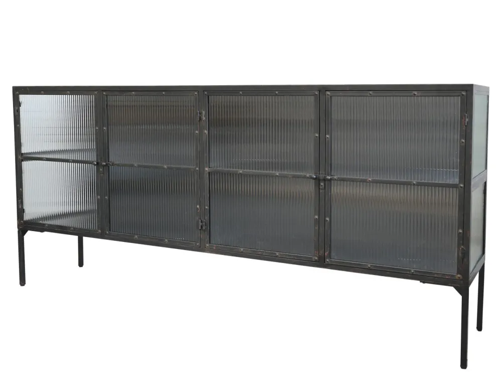 Chic Antique Vitrinenschrank mit gerillten Glastüren