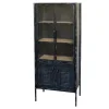 Discount Chic Antique Vitrinenschrank mit Glastüren im Industrial Look