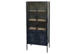 Discount Chic Antique Vitrinenschrank mit Glastüren im Industrial Look