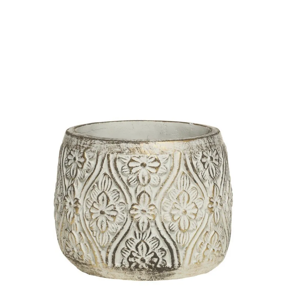 Outlet Chic Antique Vittel Blumentopf mit Gold Muster