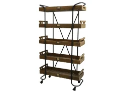 Outlet Chic Antique Wagen auf Rädern mit 5 Holztabletts