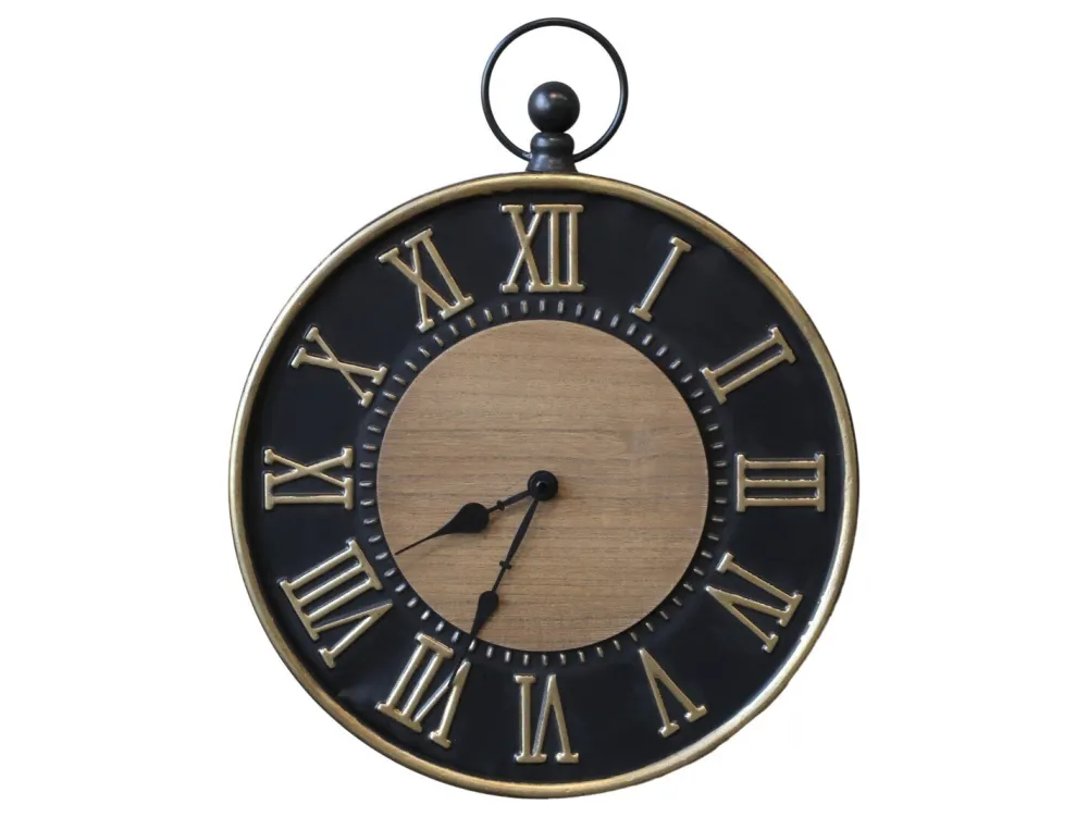 Outlet Chic Antique Wanduhr antik schwarz, messingfarben