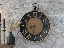 Outlet Chic Antique Wanduhr antik schwarz, messingfarben