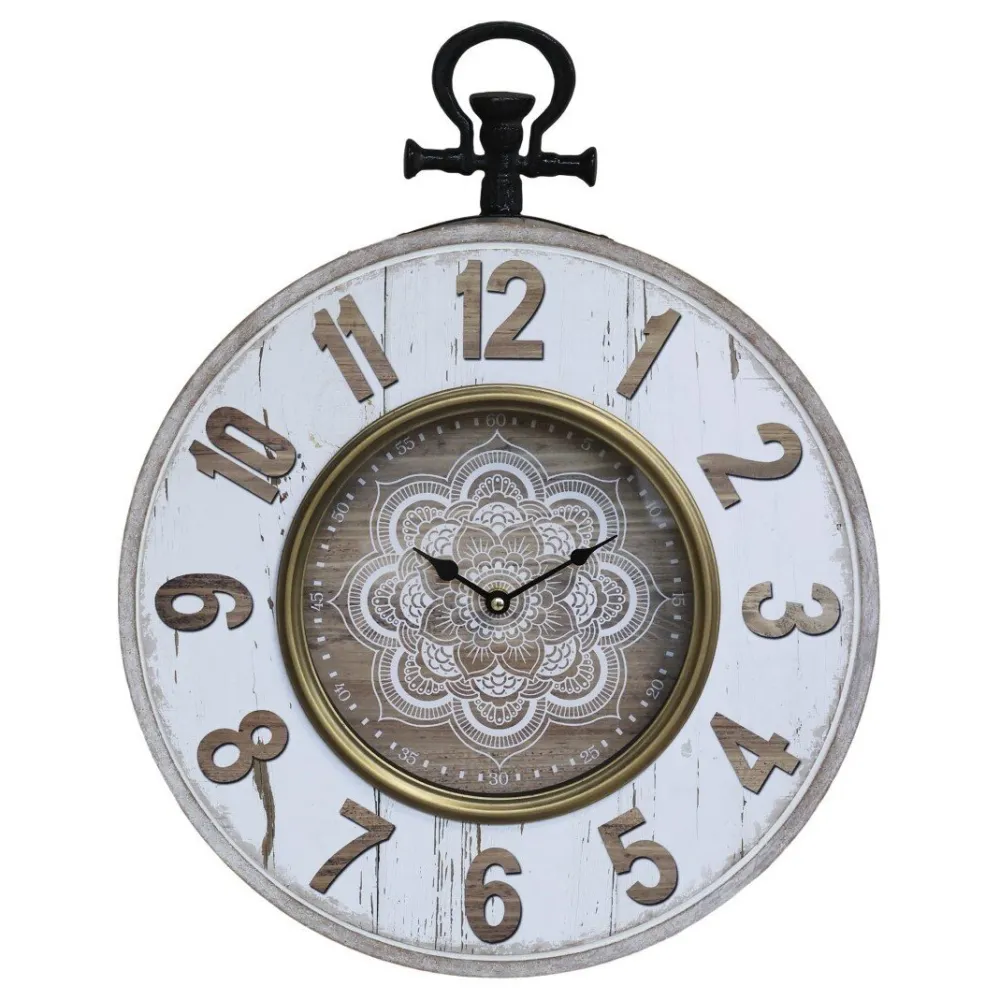 Discount Chic Antique Wanduhr mit floralem Muster