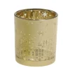 New Chic Antique Weihnachtlicher Goldener Teelichthalter mit Muster