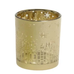 New Chic Antique Weihnachtlicher Goldener Teelichthalter mit Muster